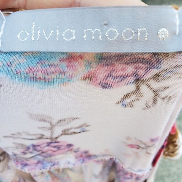 Olivia Moon Floral Blouse Bright Flowey Top, Women's Size Small - Picture 7 of 9